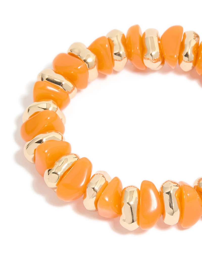 Gold & Orange Beaded Stretch Bracelets 2-Pack