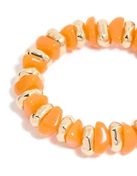 Gold & Orange Beaded Stretch Bracelets 2-Pack