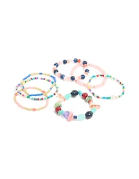 Multicoloured Irregular Beaded Stretch Bracelets 7-Pack