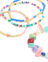 Multicoloured Irregular Beaded Stretch Bracelets 7-Pack