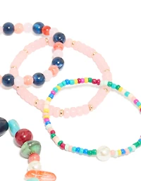 Multicoloured Irregular Beaded Stretch Bracelets 7-Pack