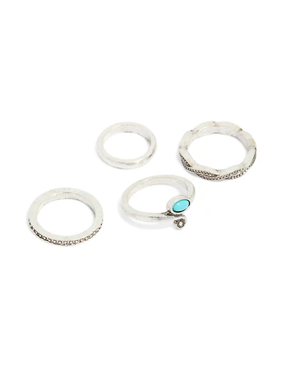 Antique Silver & Blue Gem Toe Rings Pack