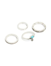 Antique Silver & Blue Gem Toe Rings Pack