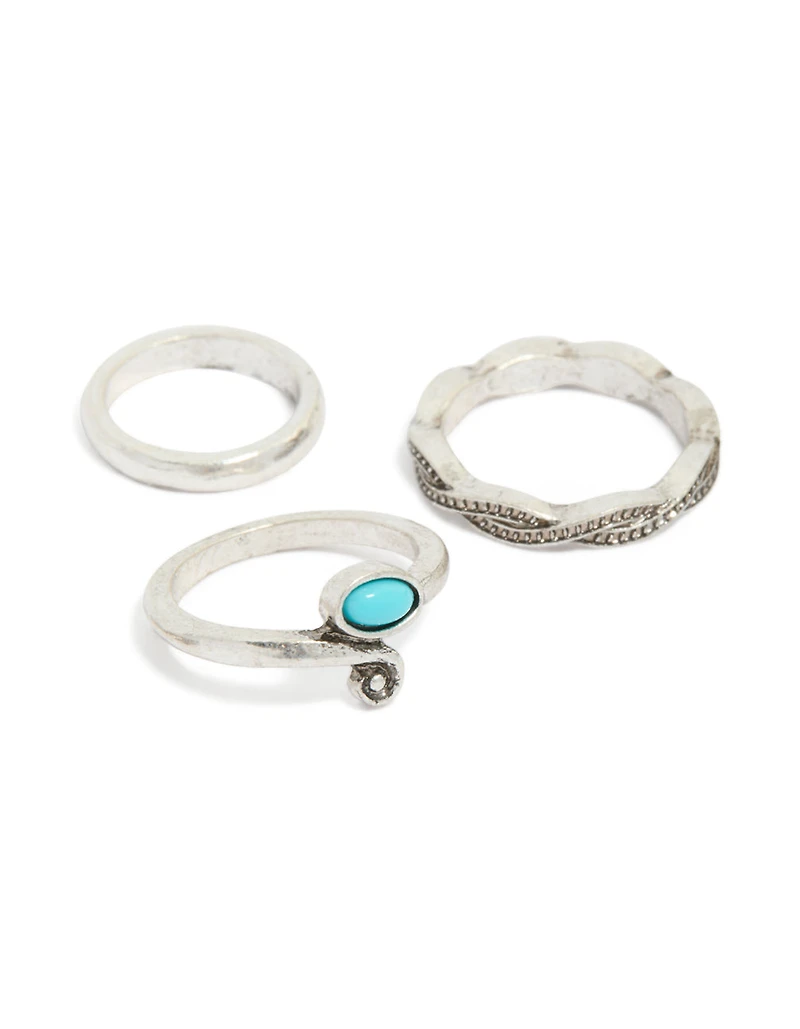 Antique Silver & Blue Gem Toe Rings Pack