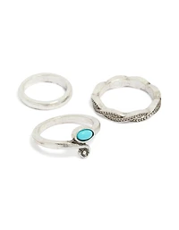 Antique Silver & Blue Gem Toe Rings Pack
