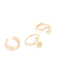 Gold Layered & Swirl Toe Rings 3-Pack