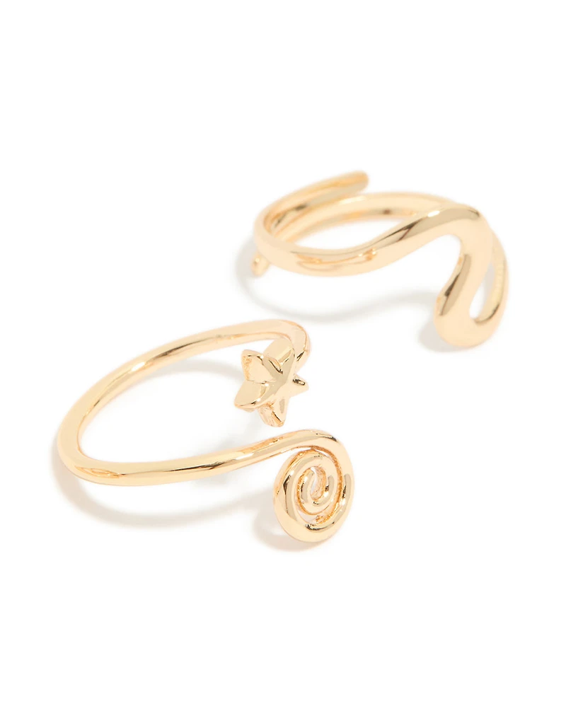 Gold Layered & Swirl Toe Rings 3-Pack