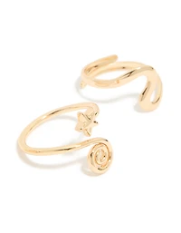 Gold Layered & Swirl Toe Rings 3-Pack