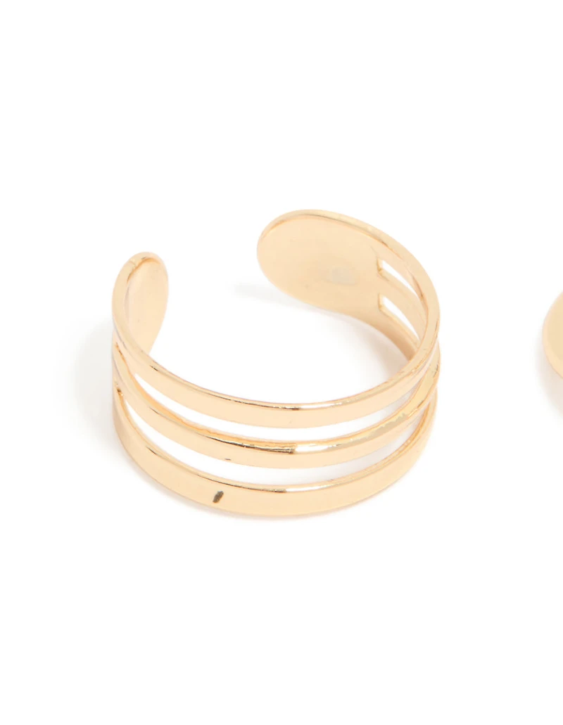 Gold Layered & Swirl Toe Rings 3-Pack