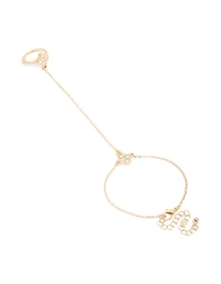 Gold Diamante Flower & Fixed Ring Hand Chain