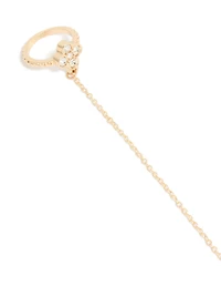 Gold Diamante Flower & Fixed Ring Hand Chain