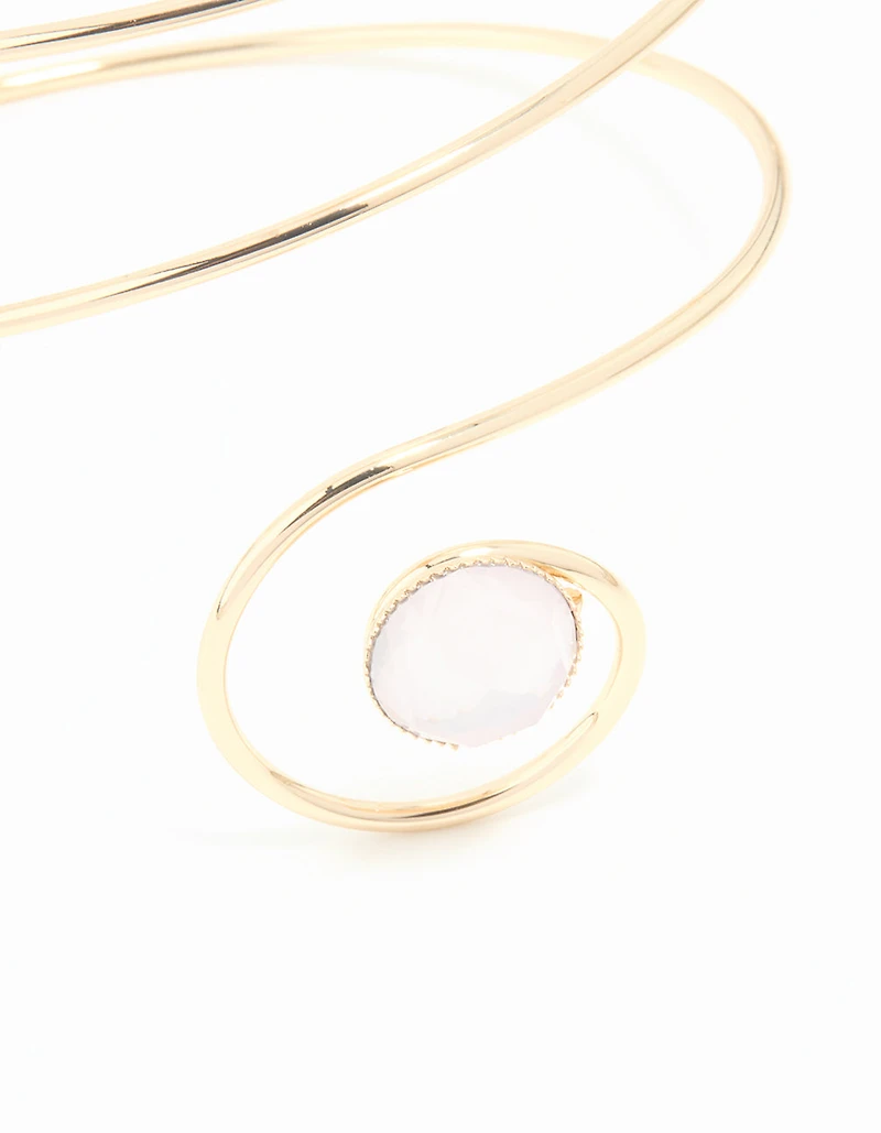 Gold Clear Gem Swirl Arm Cuff
