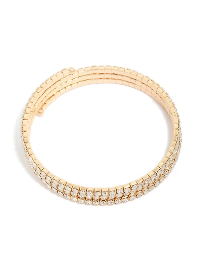 Manchette ronde de bras en diamant dorée
