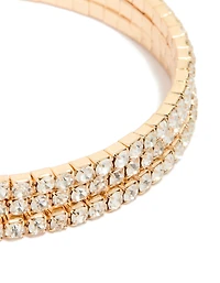 Manchette ronde de bras en diamant dorée