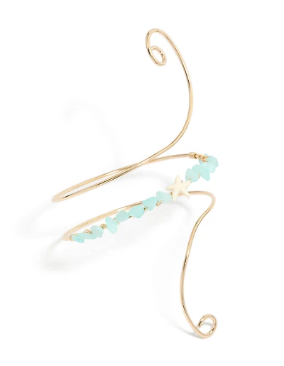 Menotte de bras en pierres semi-précieuses turquoise dorées