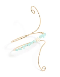 Menotte de bras en pierres semi-précieuses turquoise dorées