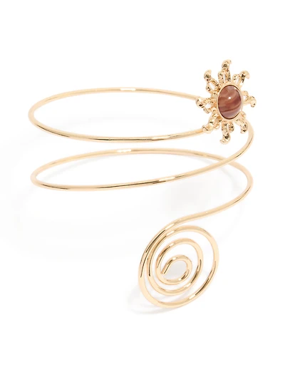 Gold Sun & Swirl Arm Cuff