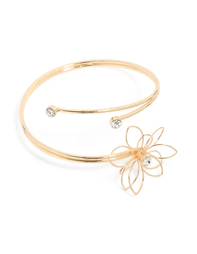 Menotte de bras en fleur de diamant dorée