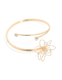 Gold Diamante Flower Arm Cuff