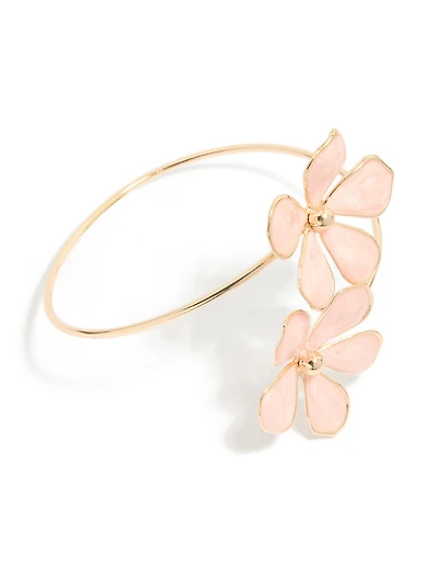 Gold Pink Enamel Flowers Arm Cuff