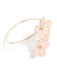 Gold Pink Enamel Flowers Arm Cuff