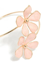 Gold Pink Enamel Flowers Arm Cuff