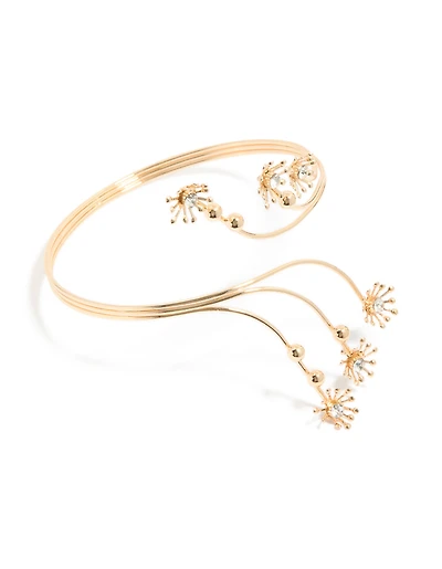 Gold Diamante Small Flowers Arm Cuff