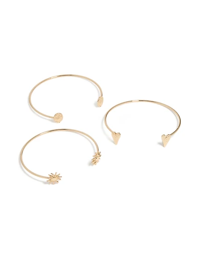 Gold Open Mixed Designed Arm Cuffs 3-Pack
