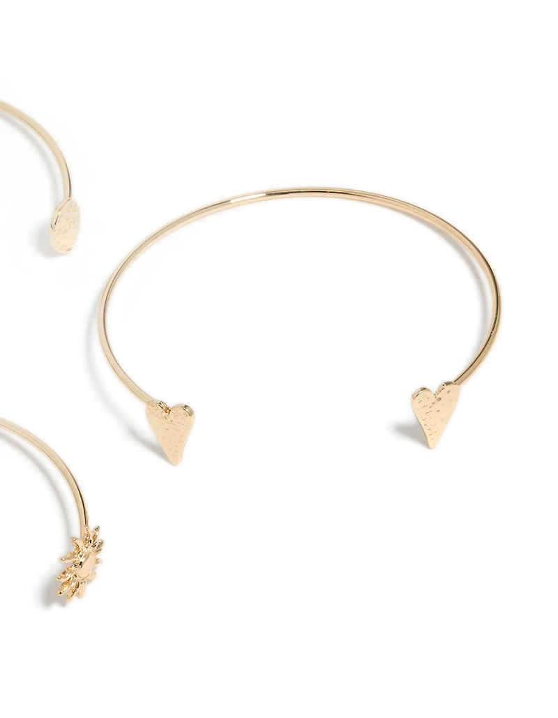 Gold Open Mixed Designed Arm Cuffs 3-Pack