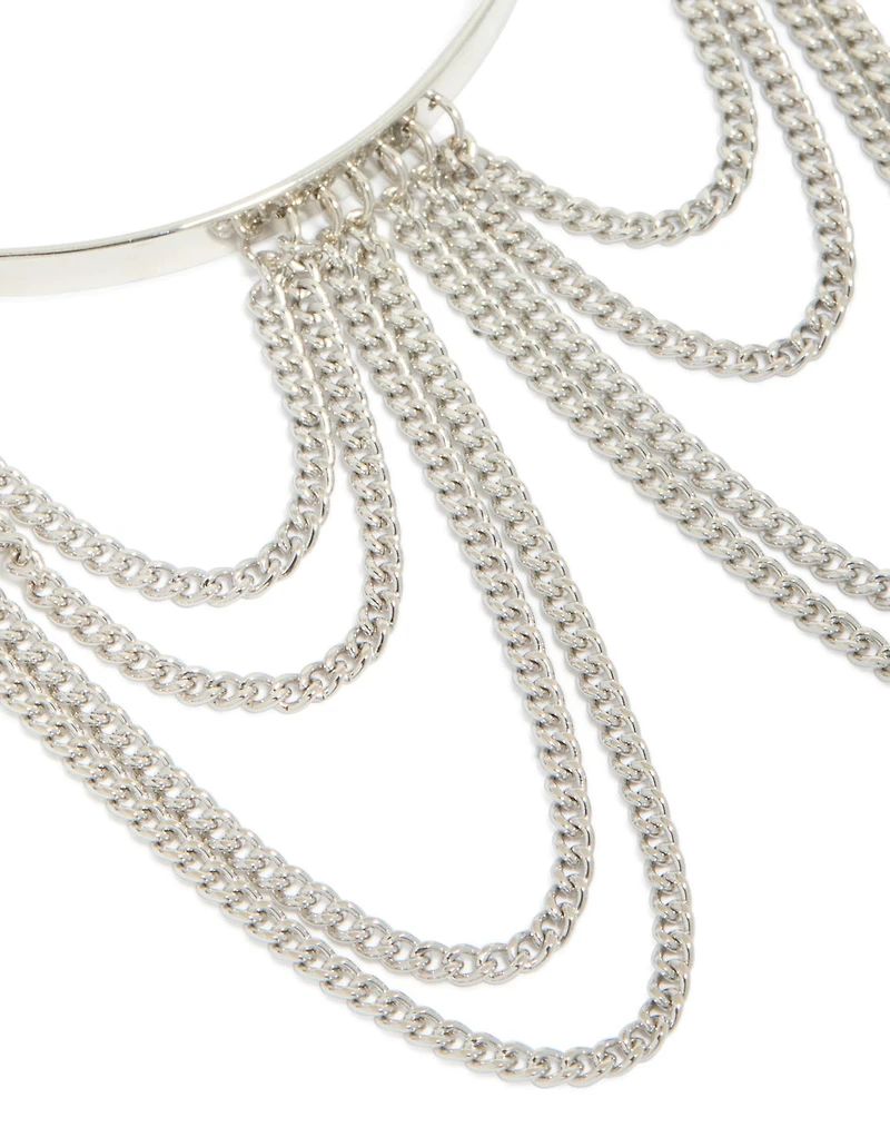 Silver Diamante Chains Drop Arm Cuff