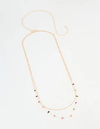 Gold Multicoloured Semiprecious Stone Waist Chain.