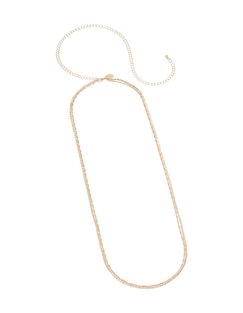 Chaîne de taille double couche en zircone cubique en zircone dorée