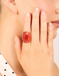 Brown Acrylic & Flower Rings 3-Pack