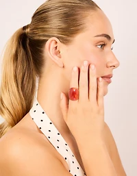 Brown Acrylic & Flower Rings 3-Pack