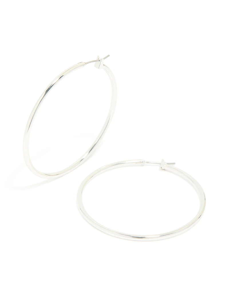 Grandes boucles d’oreilles à cerceaux minces plaquées argent