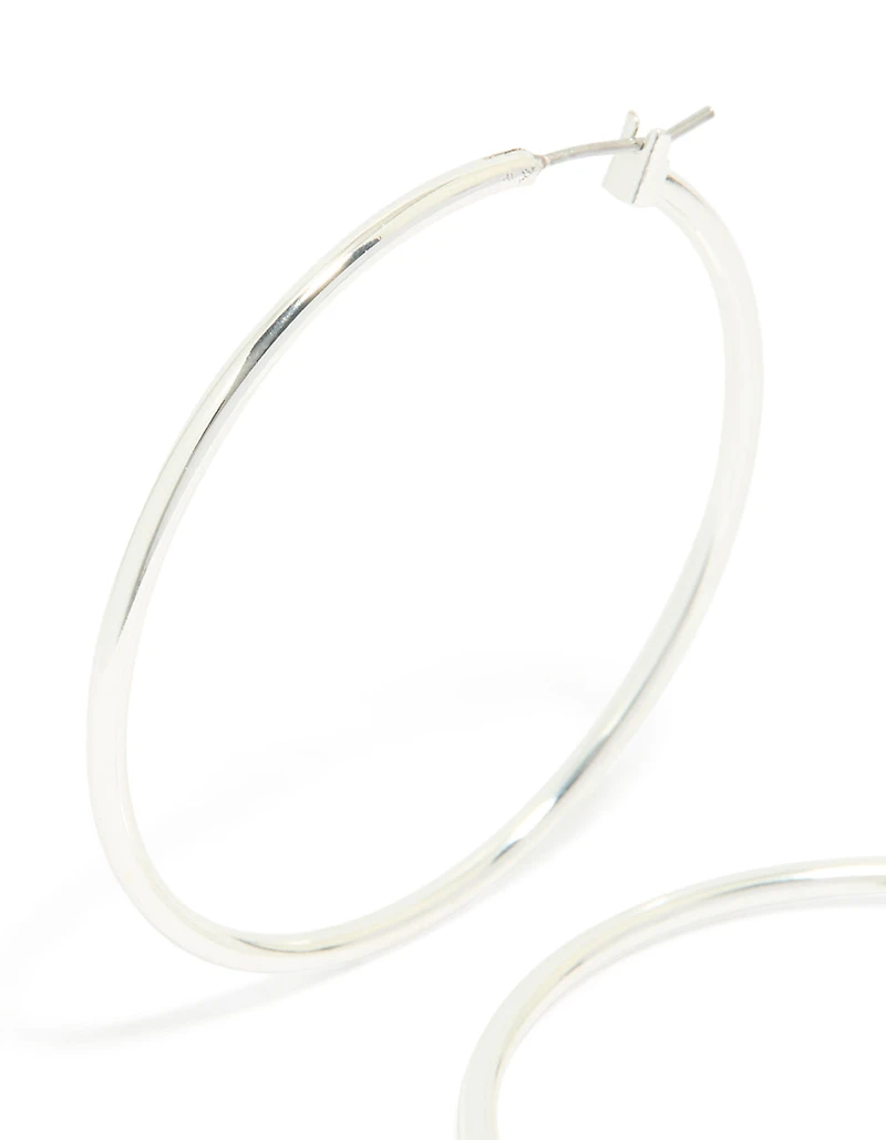Grandes boucles d’oreilles à cerceaux minces plaquées argent