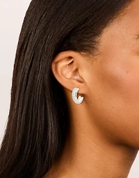Silver Plated Cubic Zirconia Hoop Earrings