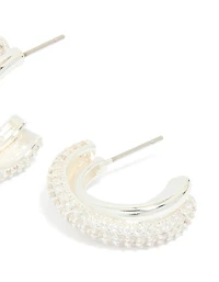 Silver Plated Cubic Zirconia Hoop Earrings