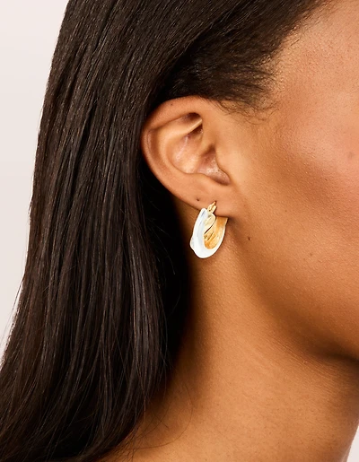Boucles d’oreilles à cerceaux croisés plaqués métal mixte
