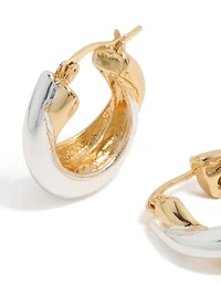 Mixed Metal Plated Crossover Hoop Earrings