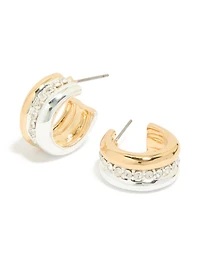 Boucles d’oreilles Huggie détaillées en zircone cubique plaquées métaux