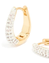 Mixed Metal Plated Small Cubic Zirconia Teardrop Huggie Earrings