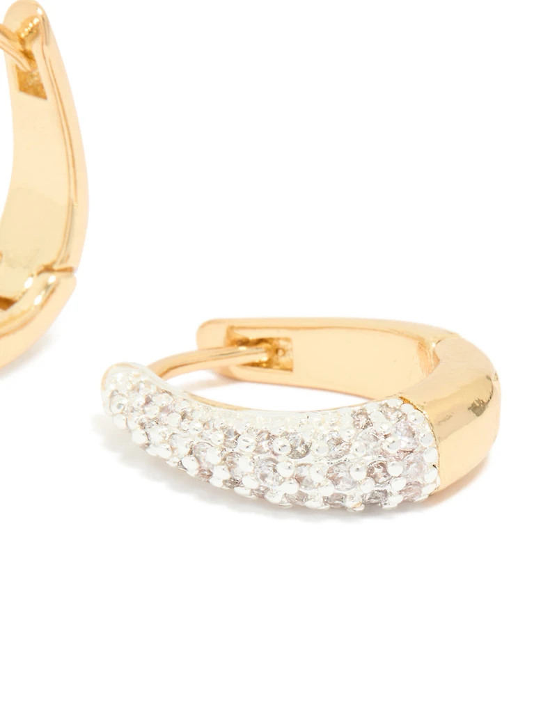 Boucles d’oreilles Huggie en forme de goutte d’eau en zircone en plaques de métal mixte