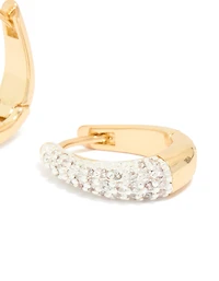 Boucles d’oreilles Huggie en forme de goutte d’eau en zircone en plaques de métal mixte