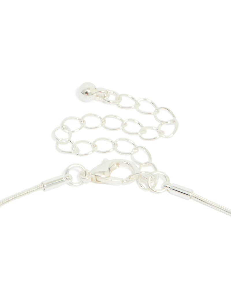 Silver Plated Puffy Square Pendant Necklace