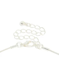 Silver Plated Puffy Square Pendant Necklace