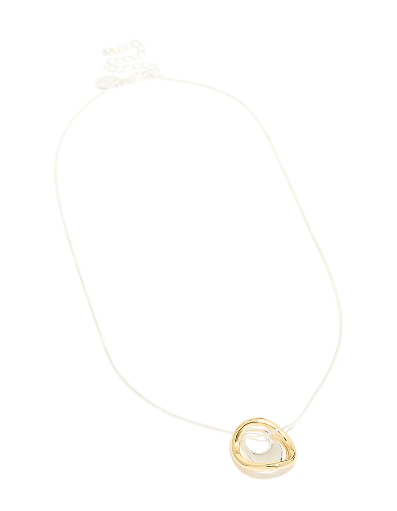 Mixed Metal Plated Organic Shape Pendant Necklace