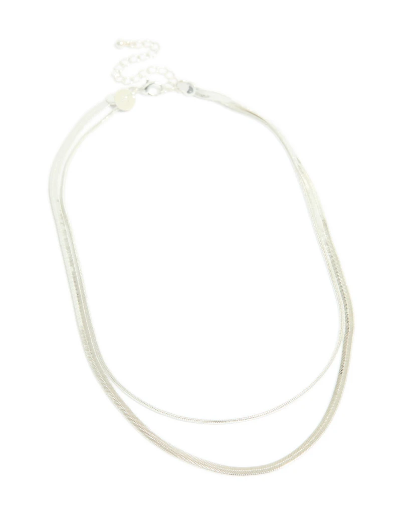Silver Plated Snake Chain Layered Necklace