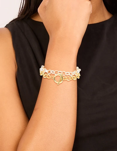 Bracelets ronds à chaîne ouverte plaqués métal mixte en paquet de 2