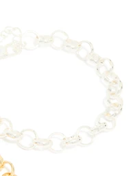 Bracelets ronds à chaîne ouverte plaqués métal mixte en paquet de 2